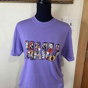 Comfort Colors Lilac “Mama” Halloween Characters Custom Graphic Tee Size Medium